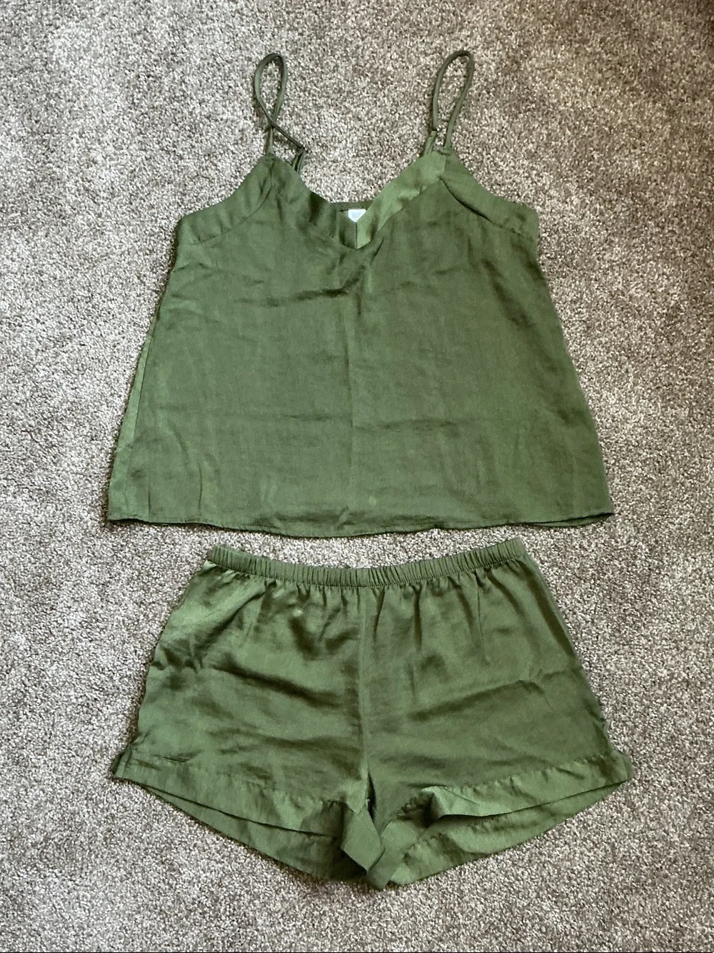 Stars Above Olive Green Women's Two-Piece Sleep Set - Tank & Shorts xs